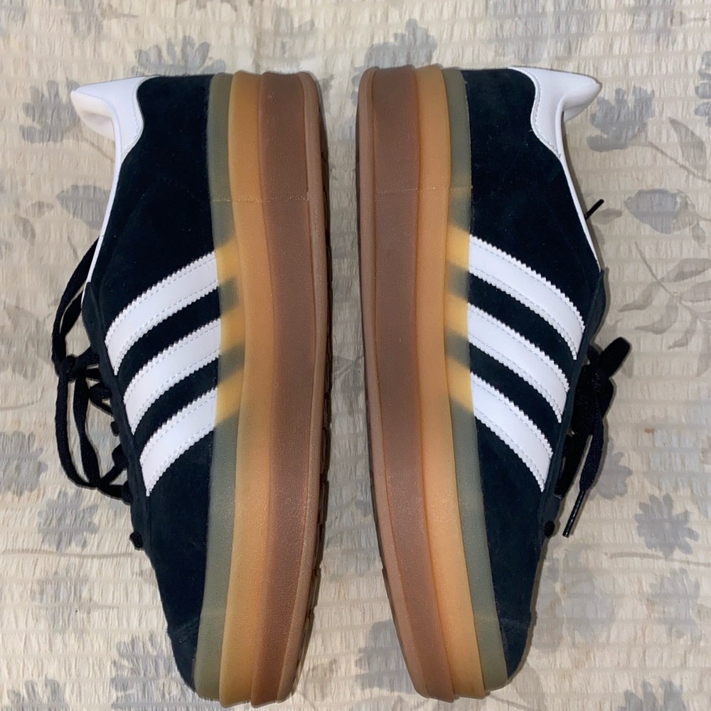 Adidas Women's Black and White Sneakers with Gum Sole